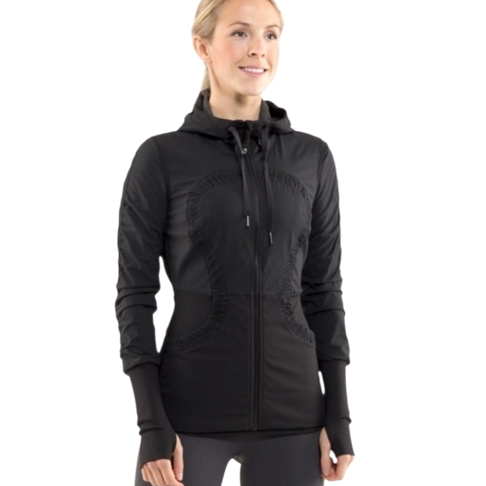 Lululemon Dance Studio Reversible Black Athletic Zip Hoodie Jacket Size 2 - Picture 1 of 9